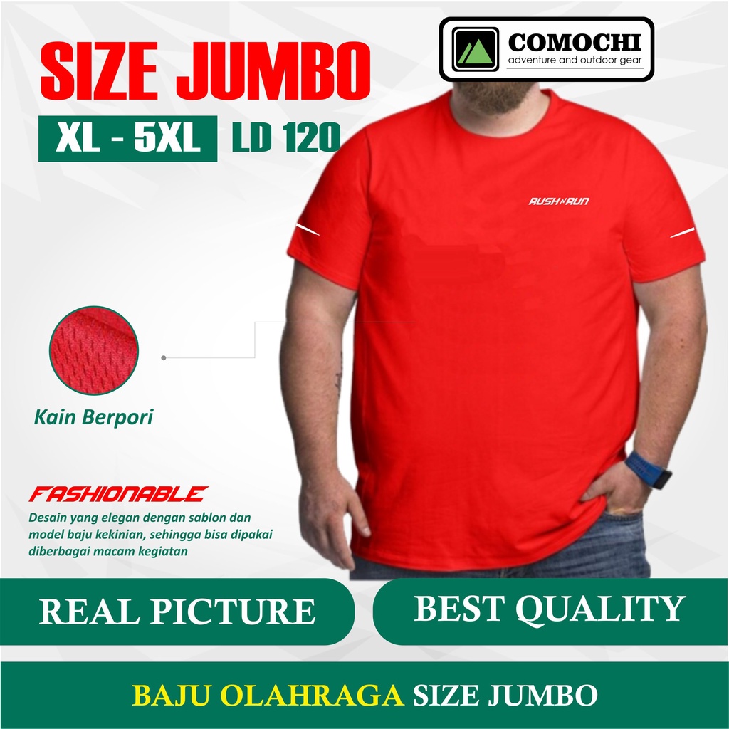 BESTPROMO KAOS OLAHRAGA JUMBO BIG SIZE PRIA LD 120 3XL XXXXL BAHAN DRYFIT BAJU SPORT UKURAN BESAR