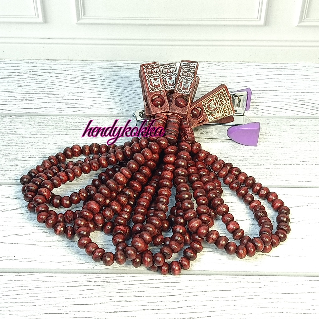 10pcs tasbih 33 kayu kopi merah maroon 8mm