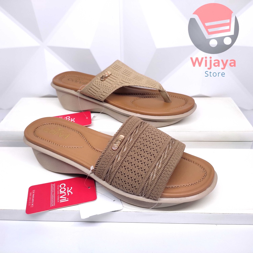 CARVIL RULY SANDAL WEDGES WANITA CARVIL ORIGINAL SENDAL SLIDE RAJUT SLOP SELOP CEWEK KASUAL CASUAL PEREMPUAN