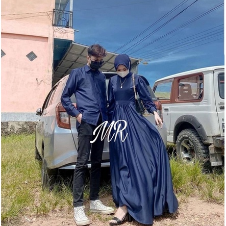 Baju Couple Lebaran Pasangan Remaja Suami Istri Terbaru 2023 Dress Muslim Wanita Remaja Couple Ridho