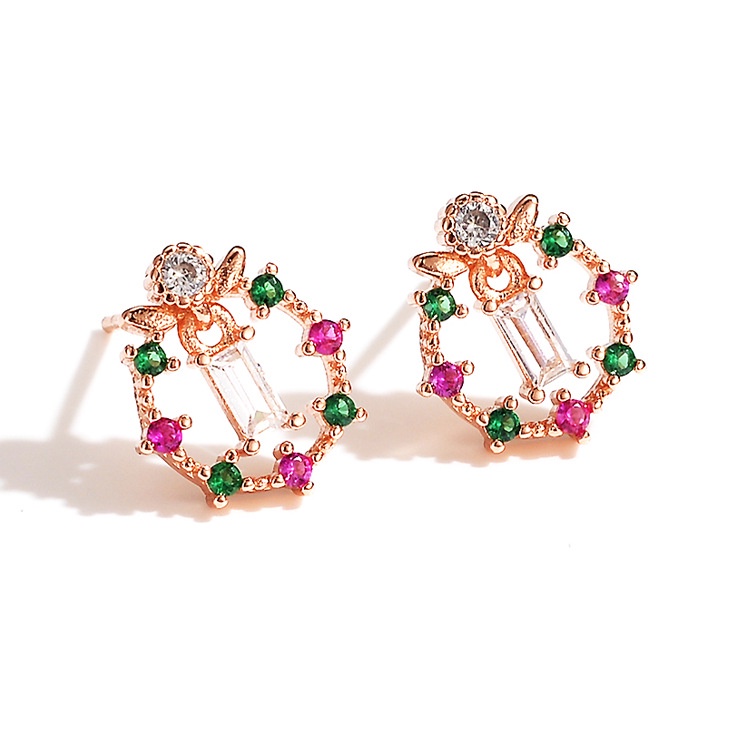 Goldkingdom Aksesoris Perhiasan Fashion Ready Stock Desain Niche Gaya Natal Anting Bulat Studs Ear Accessories