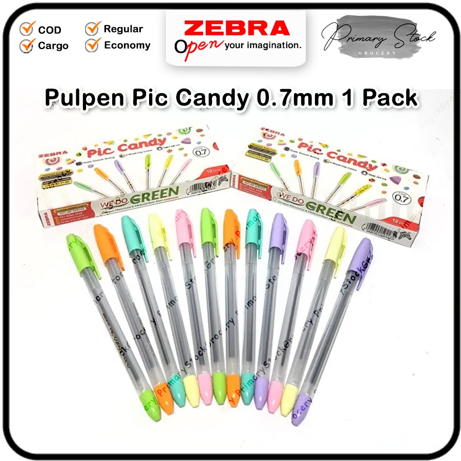 

Zebra Pic Candy Fine 0.7 mm Ballpoint Pulpen 1 Pack 12 Pcs Gel