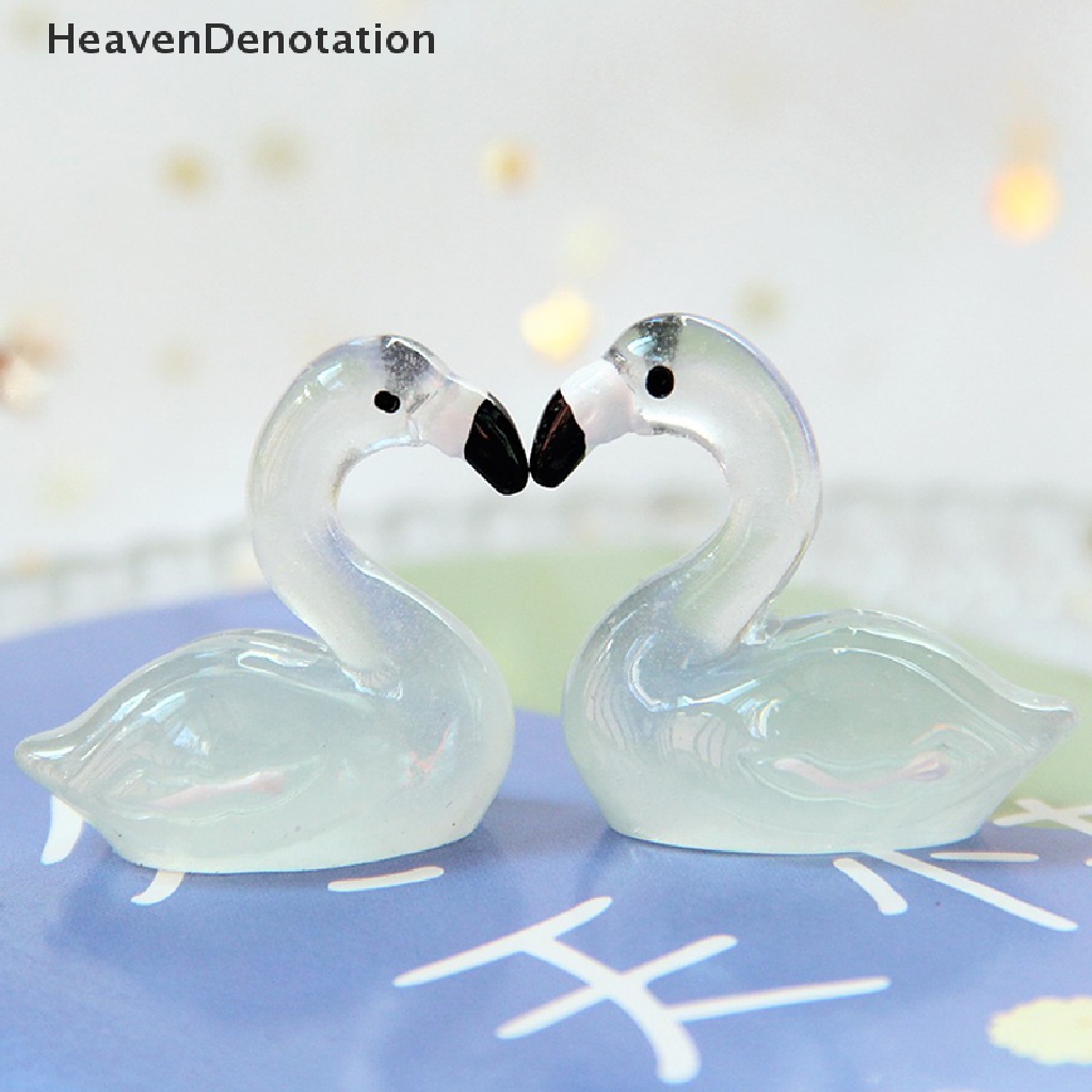 [HeavenDenotation] Mini luminous cygnet Ornamen shoog scene props resin Tiga Dimensi swan HDV