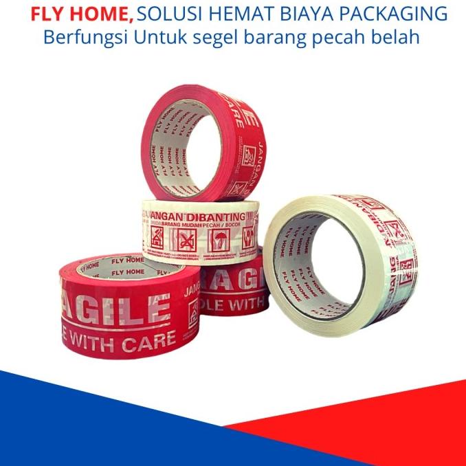 

FLY HOME Lakban Fragile Jangan Di banting 100Yard 36pcs Harga Grosir