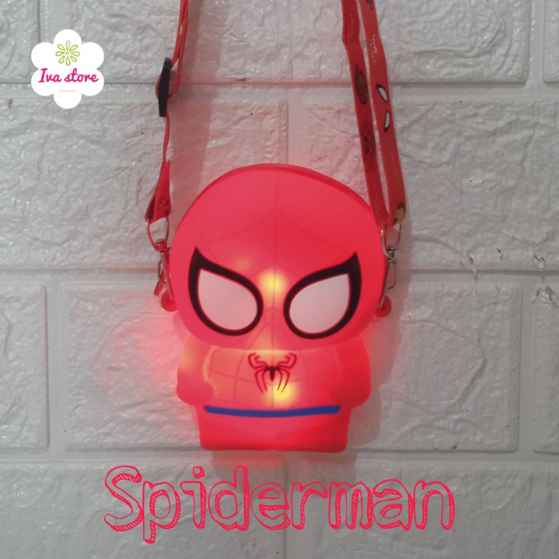 Tas Selempang anak spiderman ironman jelly rubber