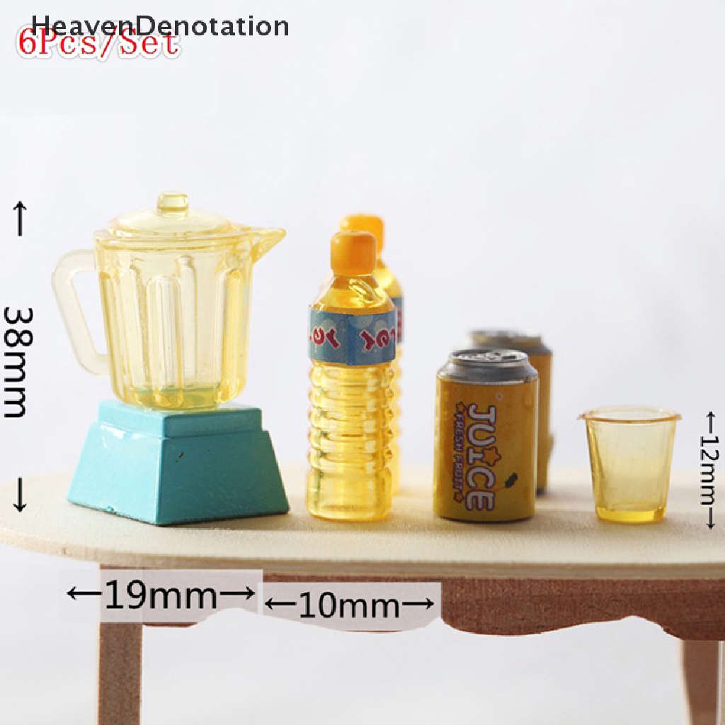 [HeavenDenotation] 6Pcs / Set 1 / 12 Dollhouse Miniature Accessories Kitchen Mini Juicer Beverage Model HDV