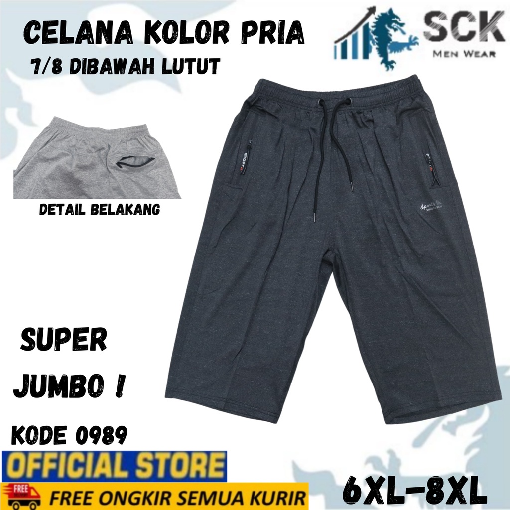 Celana Kolor PENDEK Pria MISTY 0989 POLOS JUMBO / Celana Kolor Karet Pendek Katun Distro - sckmenwear GROSIR