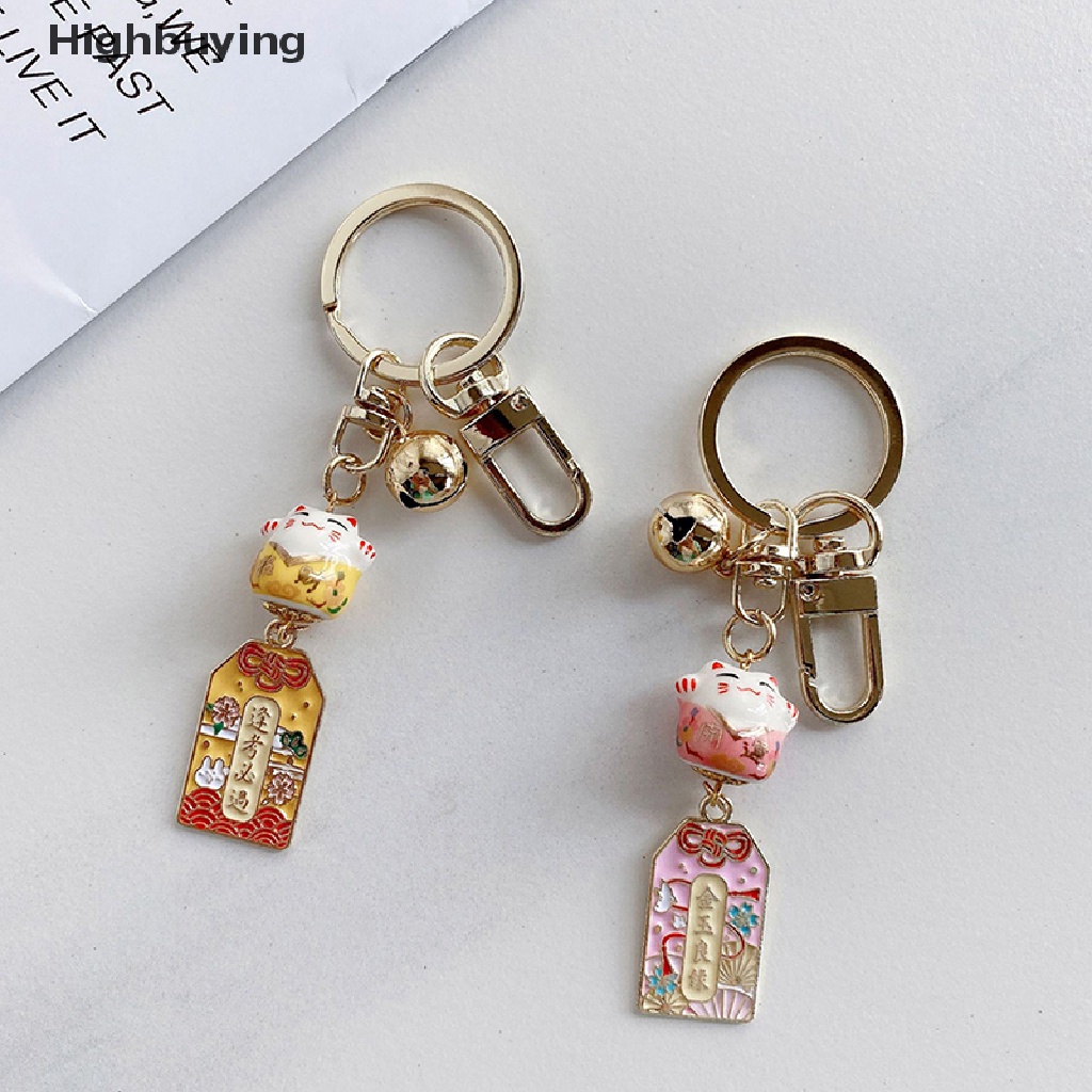 Hbid Lucu Jimat Rejeki Lucky Cat Gantungan Kunci Dengan Bell Keramik Key Chain Tas Mobil Tergantung Aksesoris Handphone Pasangan Hadiah Glory