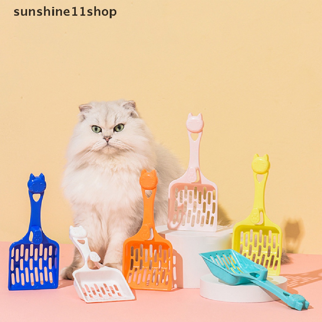 Sho Sekop Kotoran Kucing Gagang Panjang Sekop Kotoran Kucing toilet cat litter box Pembersih cat litter shovel Lubang Besar Tahu Kotoran Kucing Khusus N