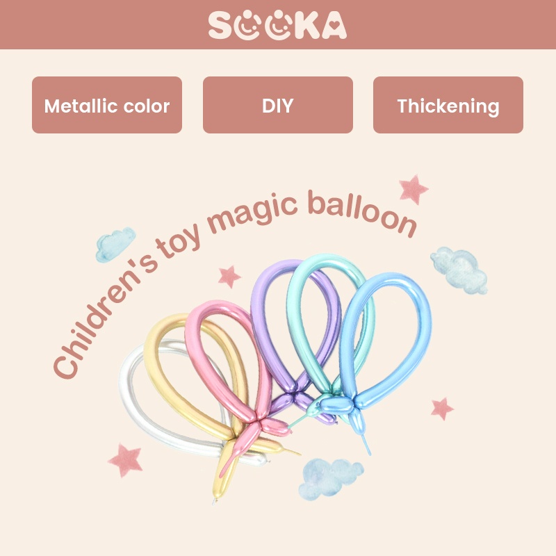 SOOKA Strip Balon Panjang Warna Metalik Untuk Pesta Ulang Tahun / Pernikahan / Natal HL-GDJ814