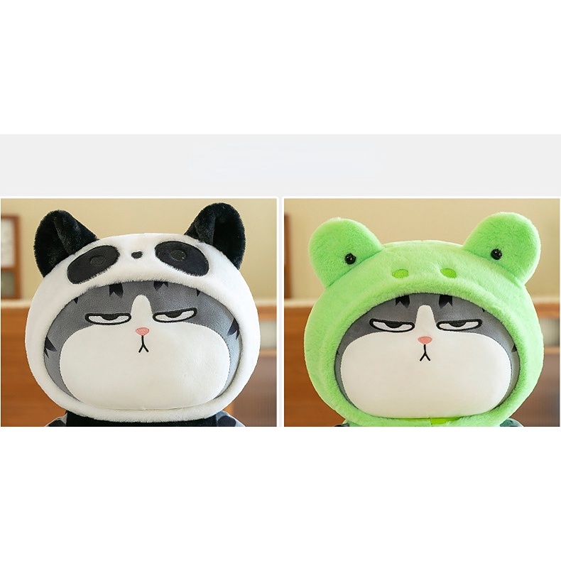 New Ouhuang Boneka Kucing Mainan Mewah Ouhuang Kucing Hidup Panjang Berubah Jadi Katak Panda Sebagai Hadiah Ulang Tahun Untuk Anak