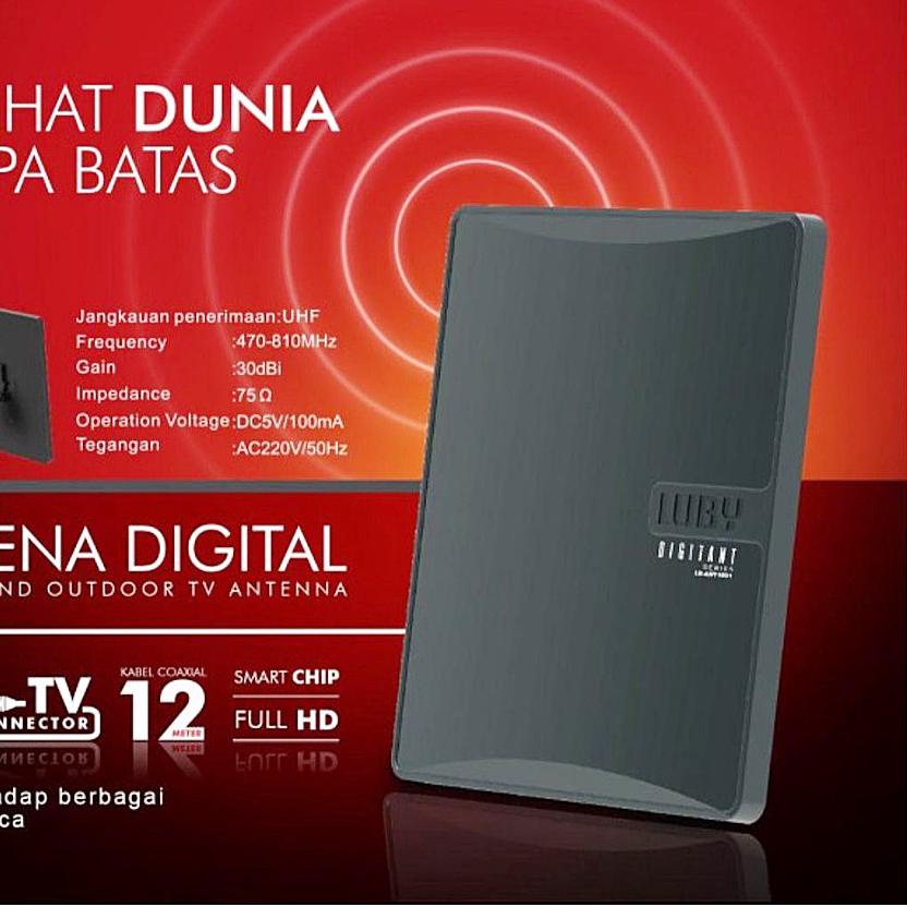 ♬ Antena Digital Luby LB-ANT1001 / Antena Indoor Outdoor Untuk STB Set Top Box TV Digital ➶