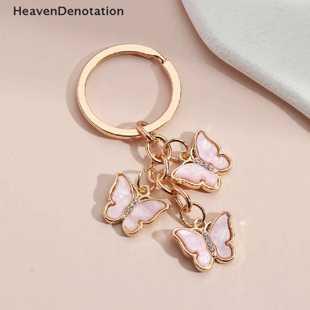 [HeavenDenotation] Gantungan Kunci Kupu-Kupu Lucu Gantungan Kunci Enamel Lapis Emas Untuk Wanita Gadis Handbag Aksesoris Ch Fashion Jewelry HDV