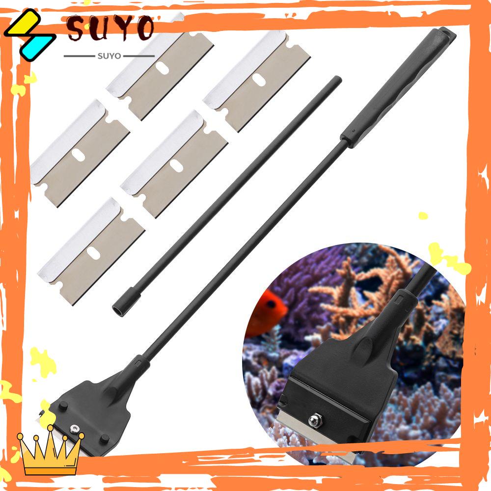 Suyo Fish Tank Algae Scraper Scrubber Aksesoris Pembersih Jendela Ganggang Scraper Stainless Steel