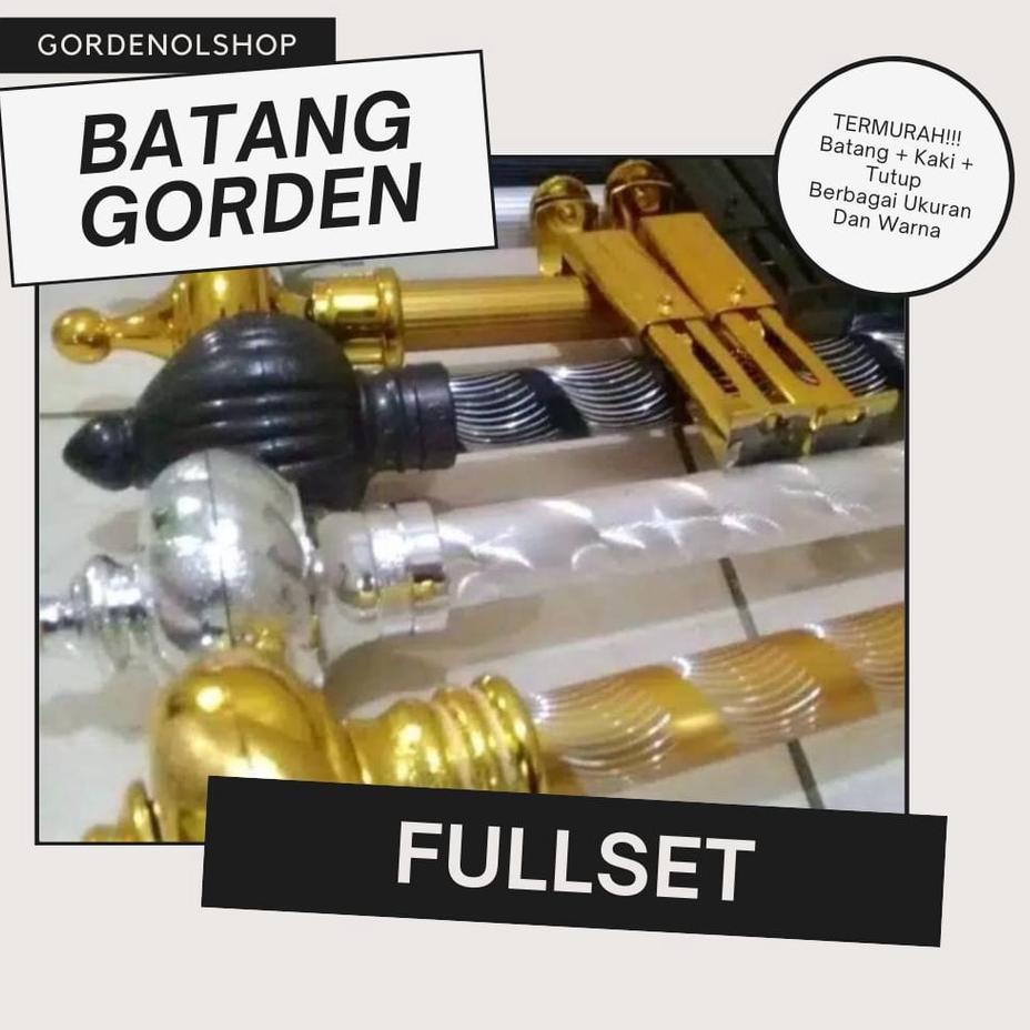 [cod]  Batang Gorden FULLSET/Tiang Hordeng/Besi Korden/Pipa Gordeng Rollet Gordyn Tutup Kaki Warna S