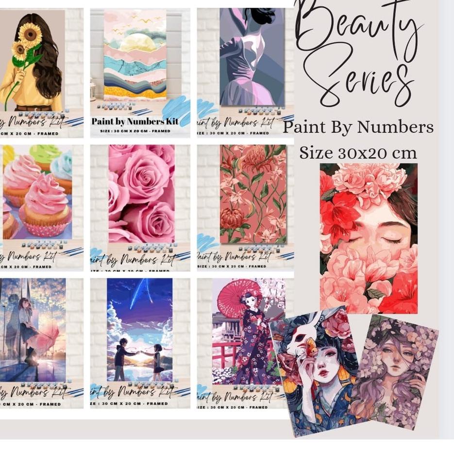 

Super Murah Paint By Number 30x20cm with WOODEN FRAME DIY PAINTING KIT all picture readystock
