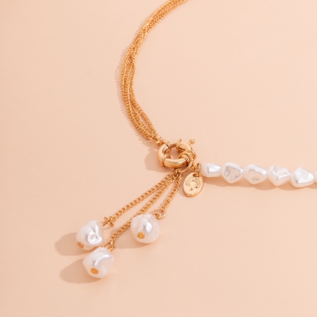 Korea fashion Asimetris Mutiara Rumbai Kalung Wanita punk Rantai Rumbai Kalung Kepribadian mix and match Perhiasan Hadiah