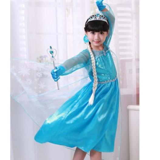 ➦ Baju Dress Frozen Elsa - Rok Anak - Gaun Pesta Anak - Baju Kostum Anak Frozen 2 - Dress Elsa Murah