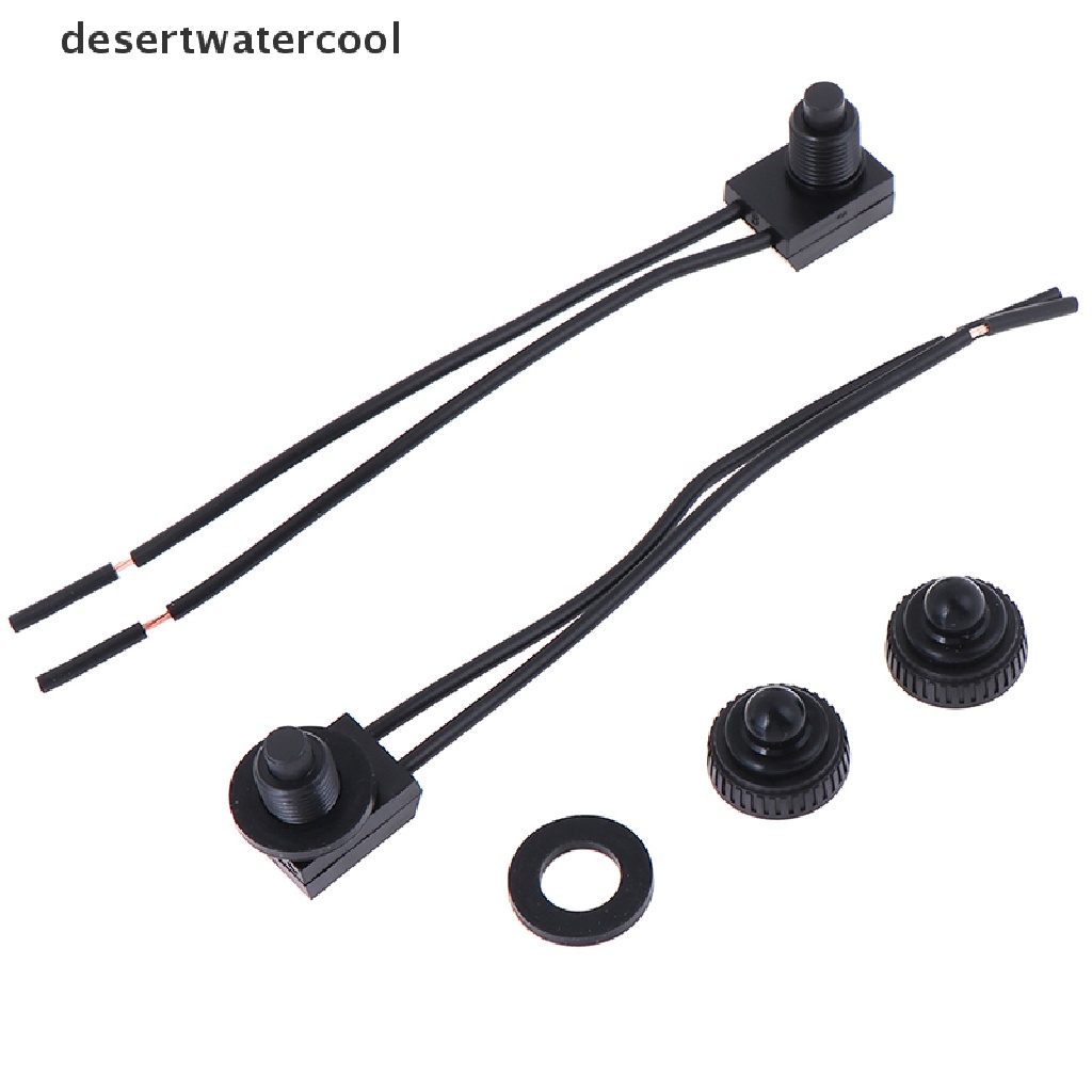 Deid 2PCS Saklar On-Off Tombol Tekan Tahan Air 12V Dengan Kawat Timbal 4 &quot;Hitam Martijn