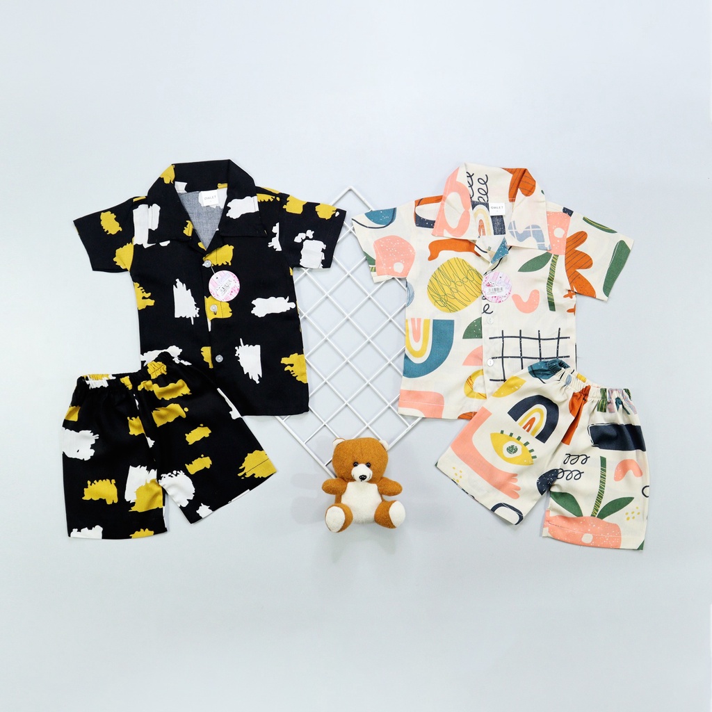 Owlet - setelan anak cowok / set anak laki laki / piyama anak unisex / setelan motif anak 1-7 tahun