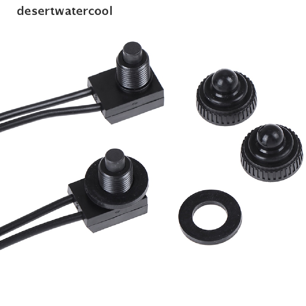 Deid 2PCS Saklar On-Off Tombol Tekan Tahan Air 12V Dengan Kawat Timbal 4 &quot;Hitam Martijn