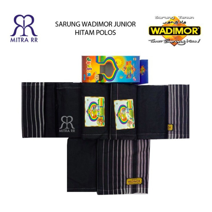 Sarung Wadimor Anak Warna Hitam Polos-Sarung Wadimor Junior Hitam Polos Original