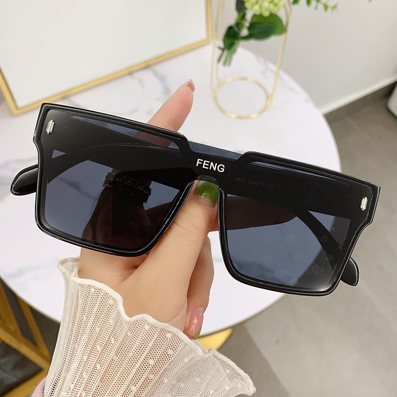 (YUZHU) Oversized Square Frame Onepiece Sunglasses Kacamata Hitam Warna-Warni Untuk Pria Dan Wanita