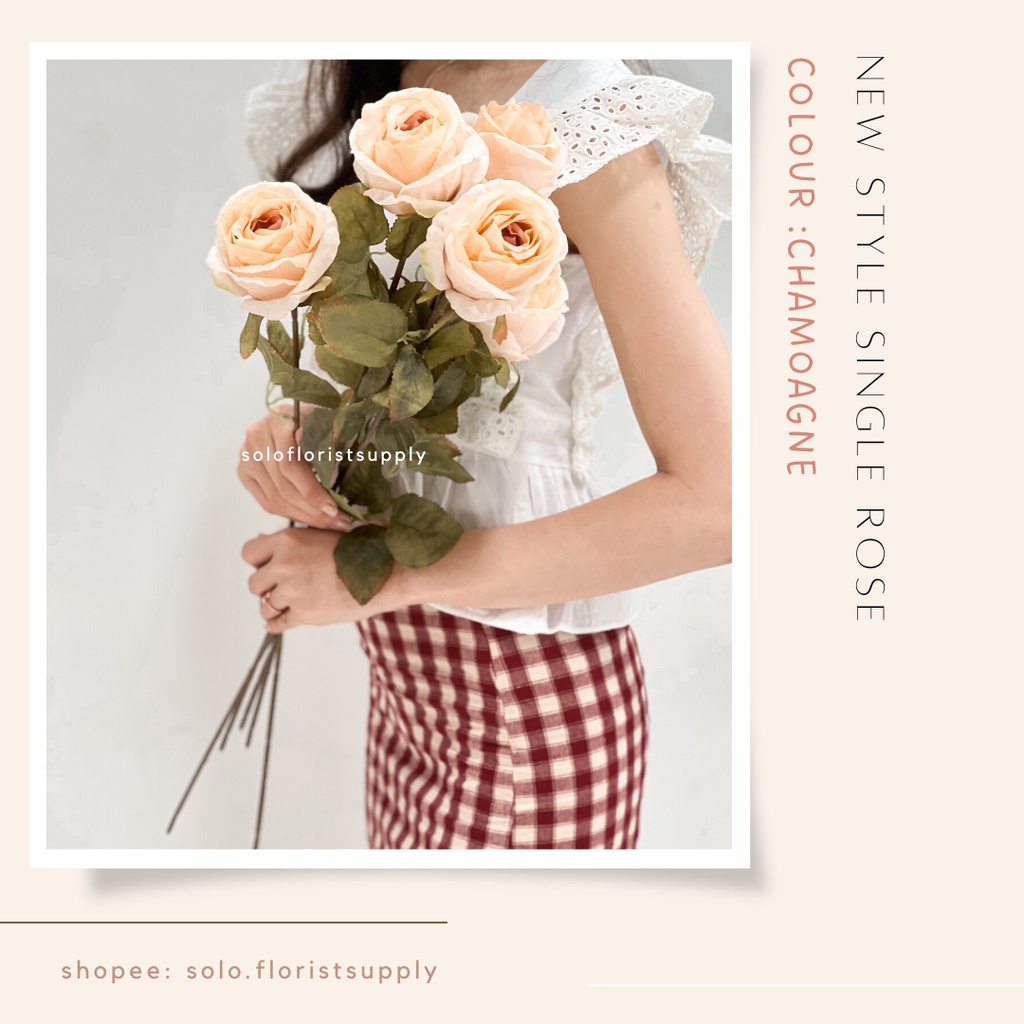 NEW STYLE SINGLE ROSE SILK Bunga Mawar Impor Rose Paris Kombinasi  (satuan) Bunga Artificial / Bunga Plastik / Bunga Dekorasi ARTIFICIAL FLOWER RUSTIC AUTUMN REAL TOUCH ROSE MAWAR PLASTIC SILK LATEX BUNGA PALSU BUATAN FLORIST SUPPLY PROPERTI FOTO AESTHETI