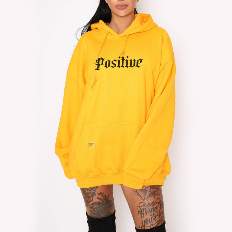 Parisdivarious Sweater Hoodie Jemper Positive Bahan Fleece Size S - XXL (Pria &amp; Wanita)