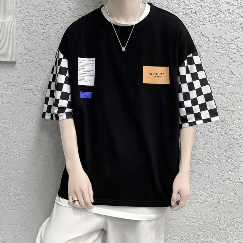 COD/KY/ Baju Kaos Pria Distro Lengan Pendek  CHECKER Terlaris T-Shirt