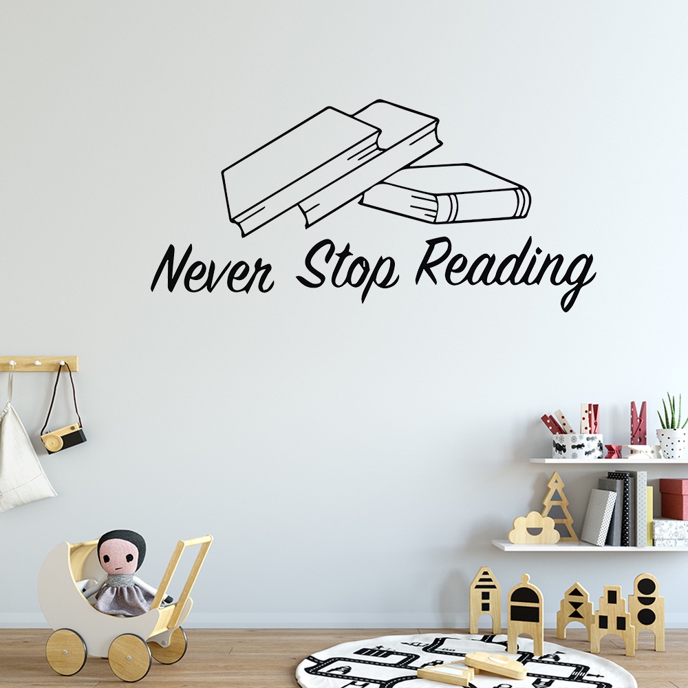 Kreatif Neven Stop Membaca Stiker Dinding Ruang Tamu Kamar Tidur Dekorasi Kamar Anak Wallpaper Pvc