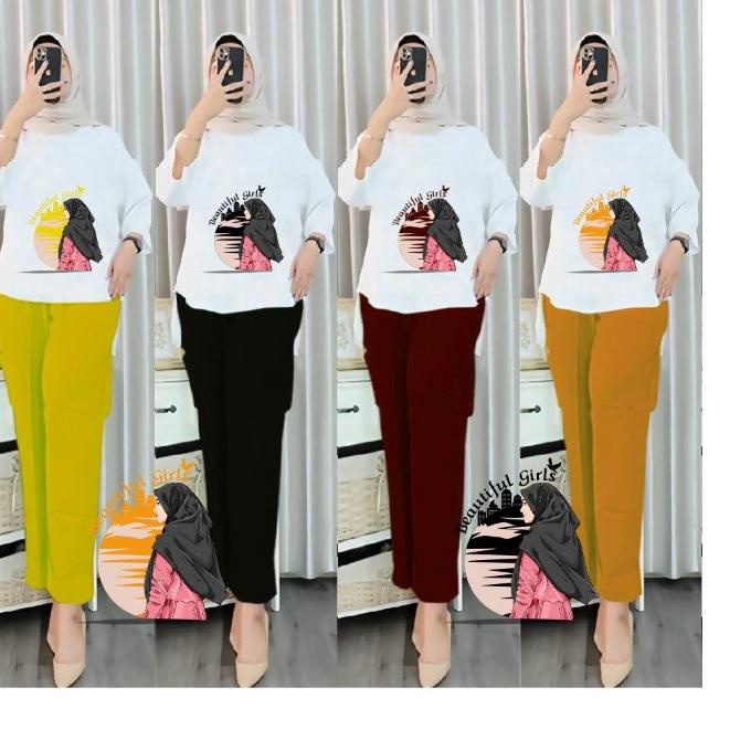☉ Setelan Tunik Hijab Sunset Kombinasi /Set Blouse LD 110 ✵