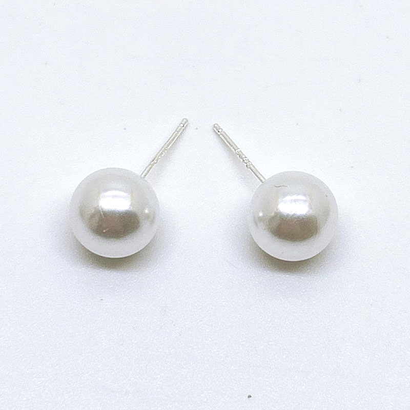 10pcs 6 /8/10mm Akrilik Imitasi pearl stud earrings Charming white pearl lady diy earrings jewelry