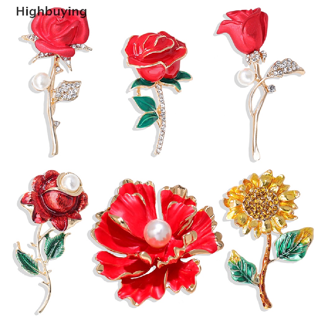 Hbid Alloy Mutiara Mawar Bros Bunga Tas Ransel Bros Pin Lencana Untuk Lady Elegan Wanita Bros Pin Hias Jas Pakaian Lencana Glory