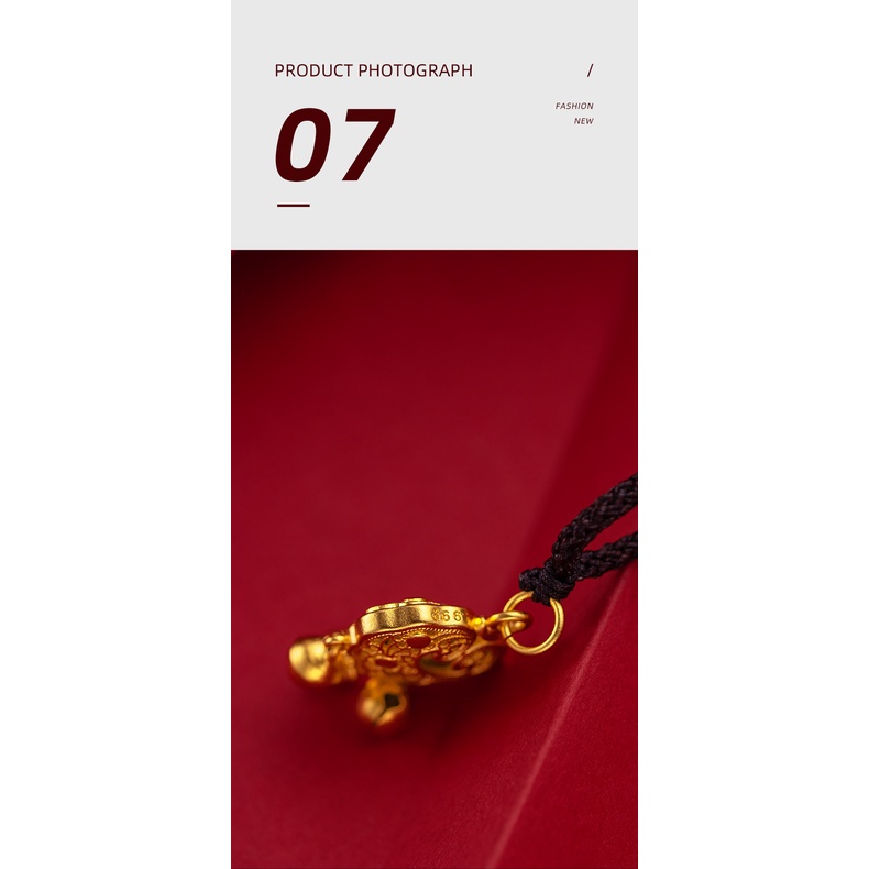 Goldkingdom Perhiasan Fashion Emas Asli Kadar 375Bangkok Aksesoris Ready Stock Fortune As One Wishes Liontin Ukuran Tahan Lama Hidup Lock Ingot Emas Lock Pendant Bawa Keberuntungan