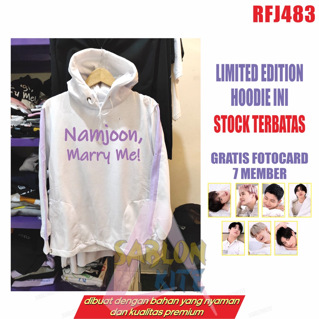 Gratis fotocard 7pcs Hoodie Yoongi Marry Me JK JH JM V RM JM JIN RFJ483