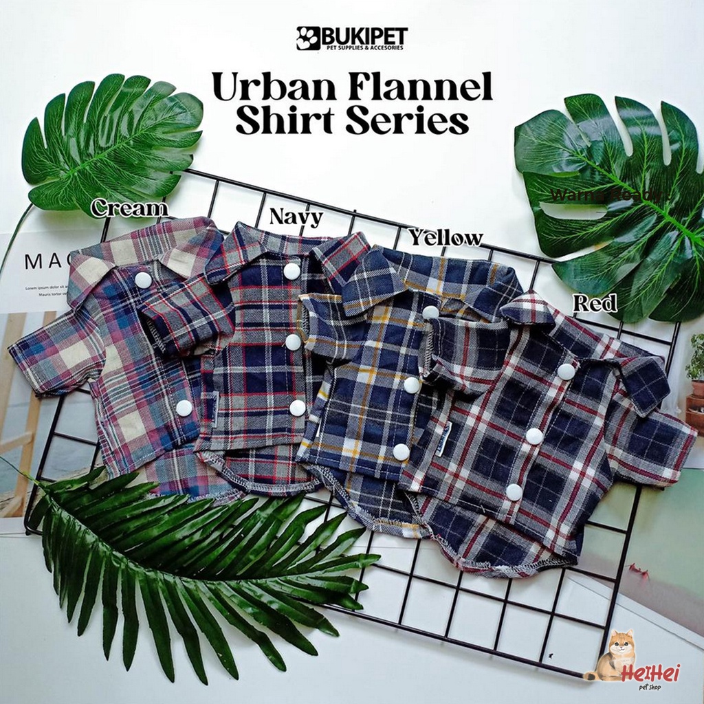 Bukipet Kemeja Flanel - Baju Kemeja Shirt Kucing Anjing Jantan Betina