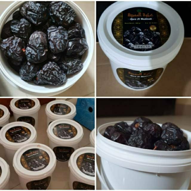 

TERMURAH DAN READY STOCK KURMA AJWA KEMASAN EMBER UKURAN 850GRAM