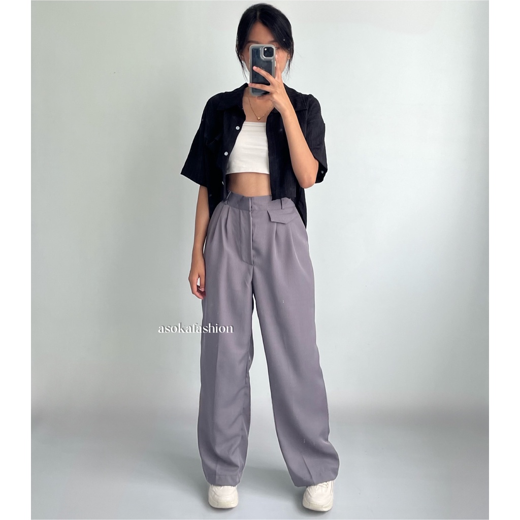 ASOKA Alizee Pants 2168 - Trouser Wanita - Loosepants Highwaist