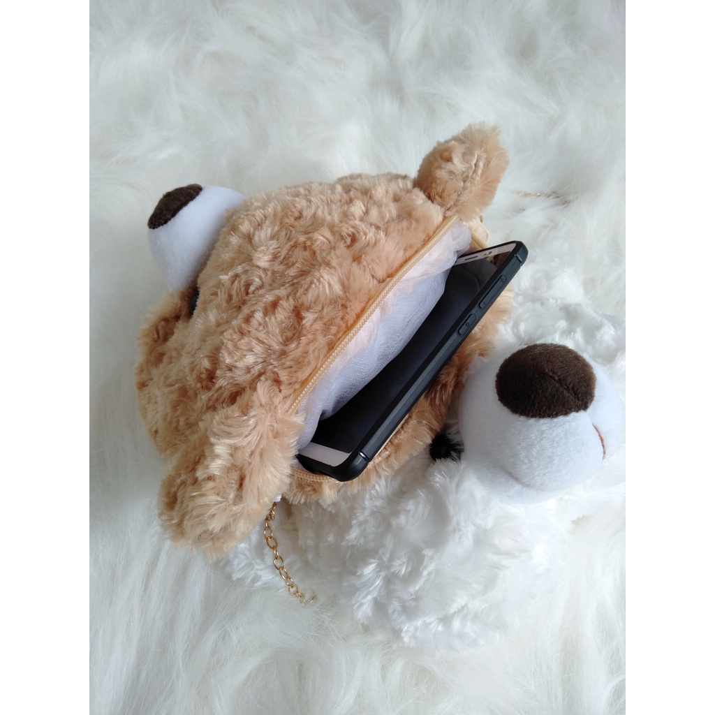 Tas Selempang Boneka Teddy Bear Tas Sling Bag Cute tas wanita BEAR beruang Tas SLempang bulu Motif boneka lucu Tedy bear ransel pikaboy Tas bulu selempang bahu boneka kepala beruang fluffy fur sling bag teddy bear wanita