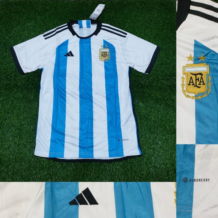 jersey  JERSEY BOLA ARGENTINA HOME PIALA DUNIA 2022 GRADE ORI IMPORT - ARGEN 3 STARS, S(Y2A3) Jersey