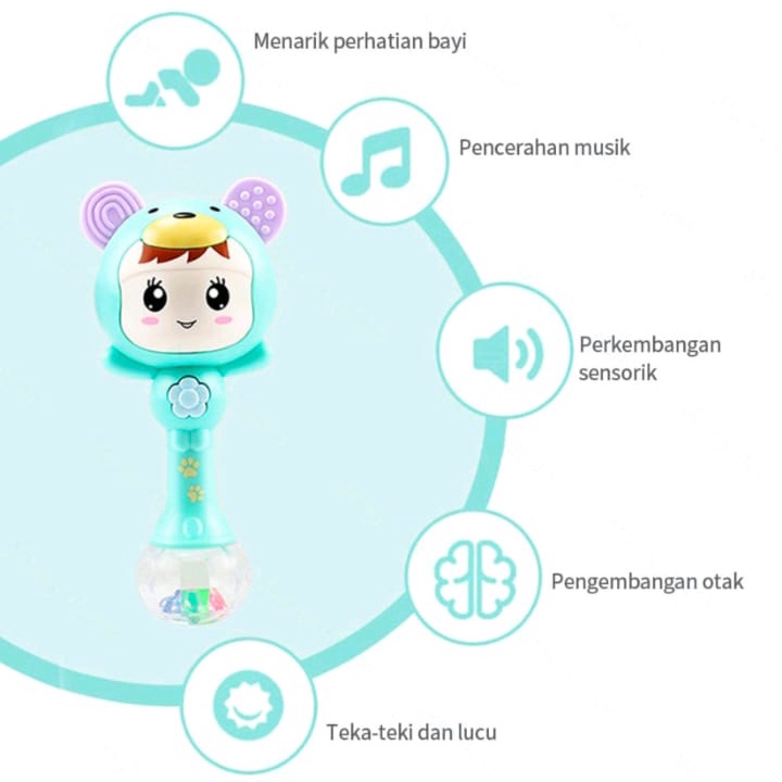 MAINAN ANAK TEETHER TONGKAT GENGGAM BAYI ADA MUSIK LAMPU