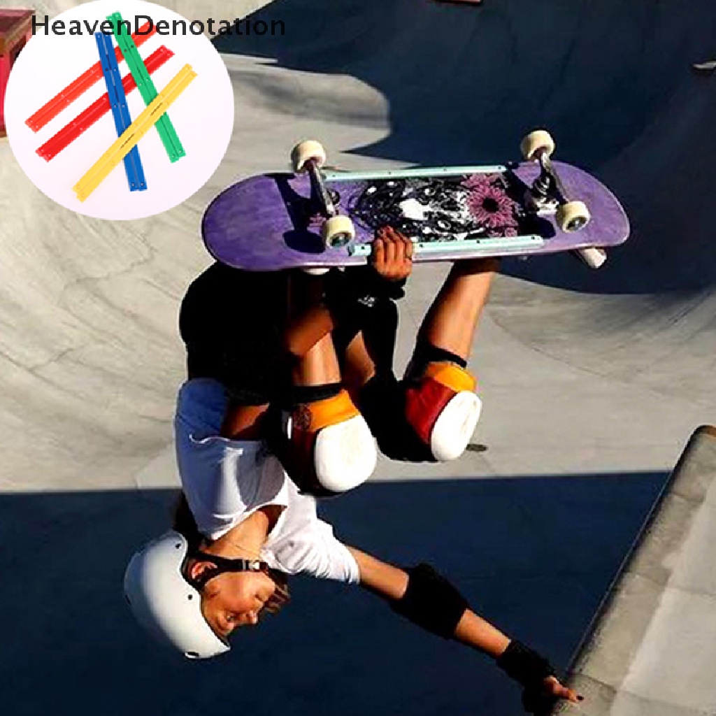 [HeavenDenotation] 1pasang Skateboard Rel Skateboard Plastik Strip Anti-Tabrakan Tepi Melindungi HDV