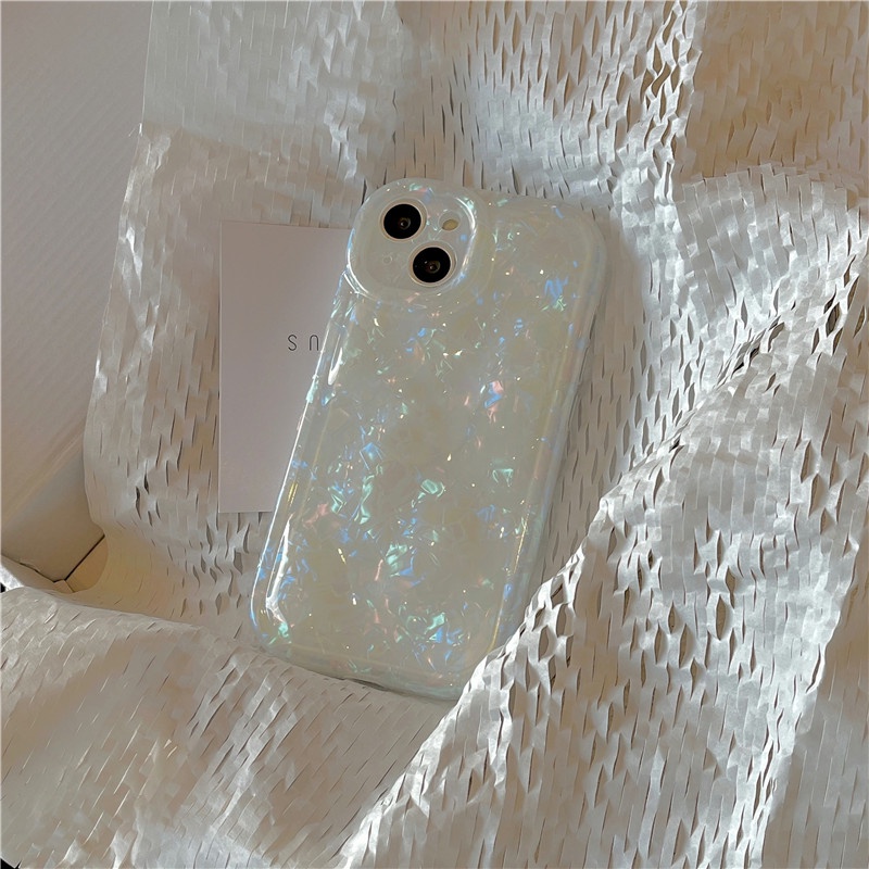 IPHONE Casing Motif Cangkang Mimpi Berkilau Motif Meteorite Streak Mewah Untuk Iphone12 11 13 Pro Max 14 Pro Max14 Plus Soft IMD Silicone Cover Soft Casing