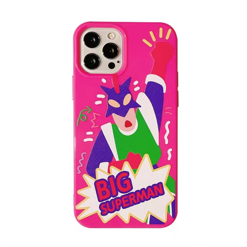 IPHONE Ins Pola Superman Dinamis Cocok Untuk Iphone14 14pro 14plus 13 13mini 13pro 13prm iPhone12 7Plus 8Plus Xr XS 13 12mini Pro Max Empat Sudut Casing Ponsel Tahan Guncangan