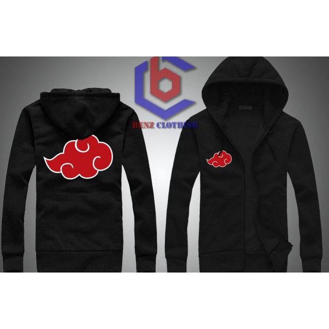 Jaket Hoodie Sweater Akatsuki Outerwear Pria Wanita Zipper Resleting Depan Polos Sablon Polyflek Kor