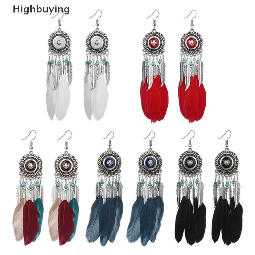 Hbid Bohemian Bulu Daun Rumbai Anting Juntai Boho Drop Menjuntai Earrings Perhiasan Glory