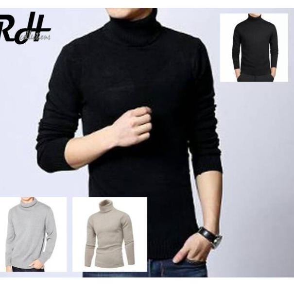 TERBAIK sweater rajut turtleneck pria kerah tinggi turtleneck masker switer leher panjang baju rajut