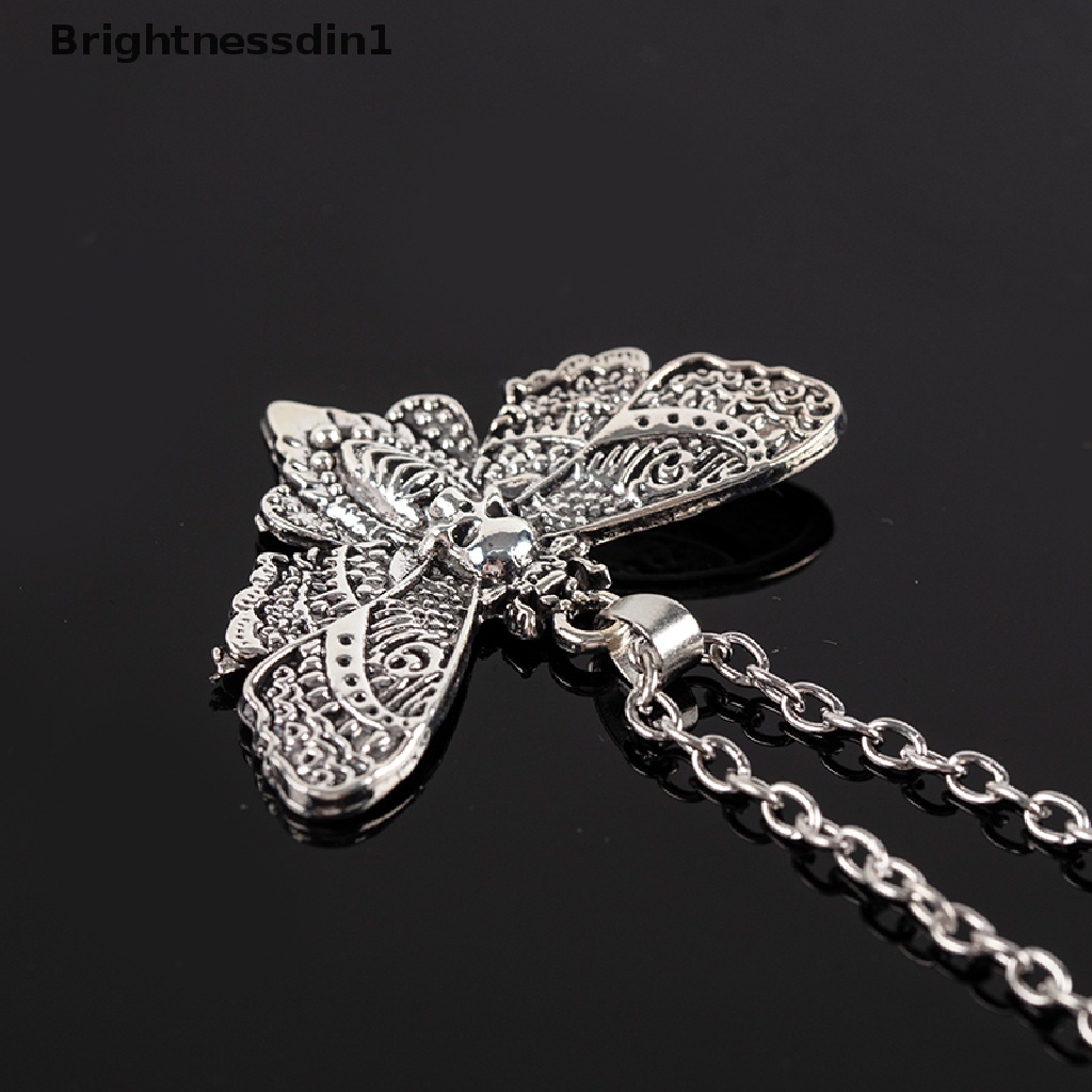 [Brightnessdin1] Kepribadian Hip Hop Tengkorak Liontin Liontin Ornamen Halloween Ngengat Kalung Gothic Kalung Vintage Hewan Ngengat Aksesoris Atau Wanita Pria Hadiah Butik