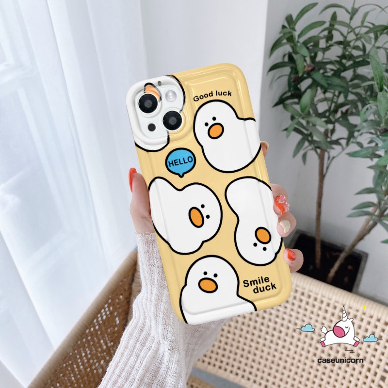 IPHONE Casing Ponsel Kompatibel Untuk Iphone11 7plus 14 13 12 Pro Max XR 6 6S 78 Plus X XS Max 11 Pro Max Kartun Lucu Bebek Kamera Perlindungan Shockproof Airbag Lembut TPU Silicon Cover